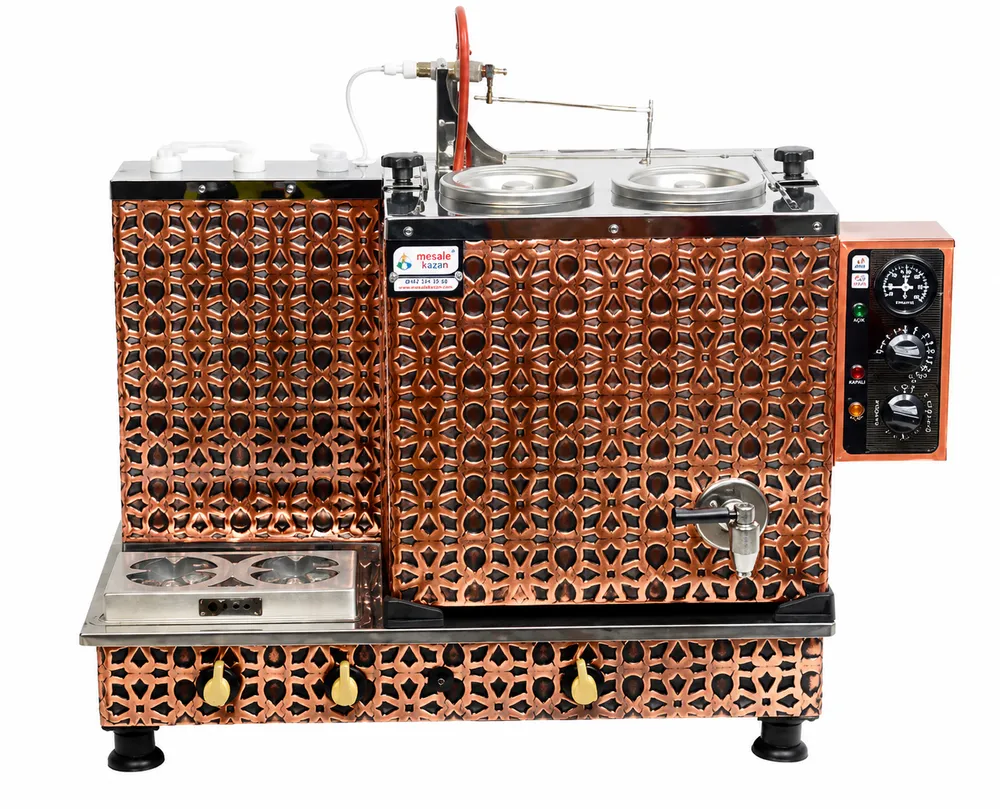 Antik Bakır Turbo 2 Demlikli Doğalgaz Elektrikli Çay Kazanı MATF02