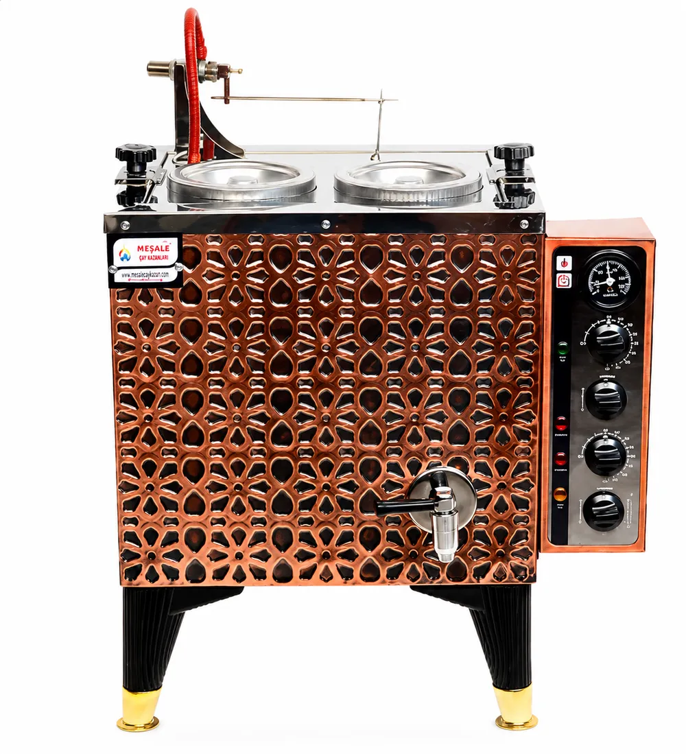 Meşale Çay Kazanı Full Elektrikli 2 Demlikli Antik Model MPAFE2 – 26/29 Litr