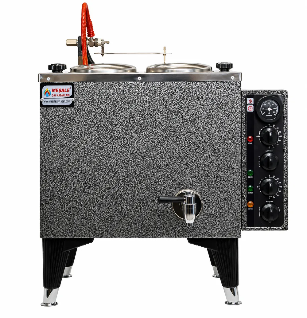 Meşale Çay Kazanı Full Elektrikli 2 Demlikli kromat Model MPAFE2 – 26/29 Litre